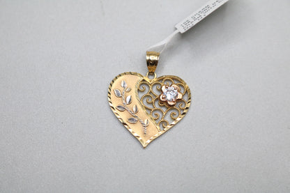10k Two Tone Heart Charm
