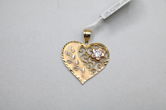10k Two Tone Heart Charm