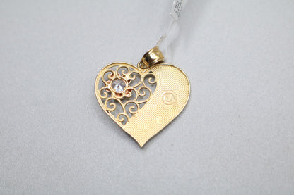 10k Two Tone Heart Charm