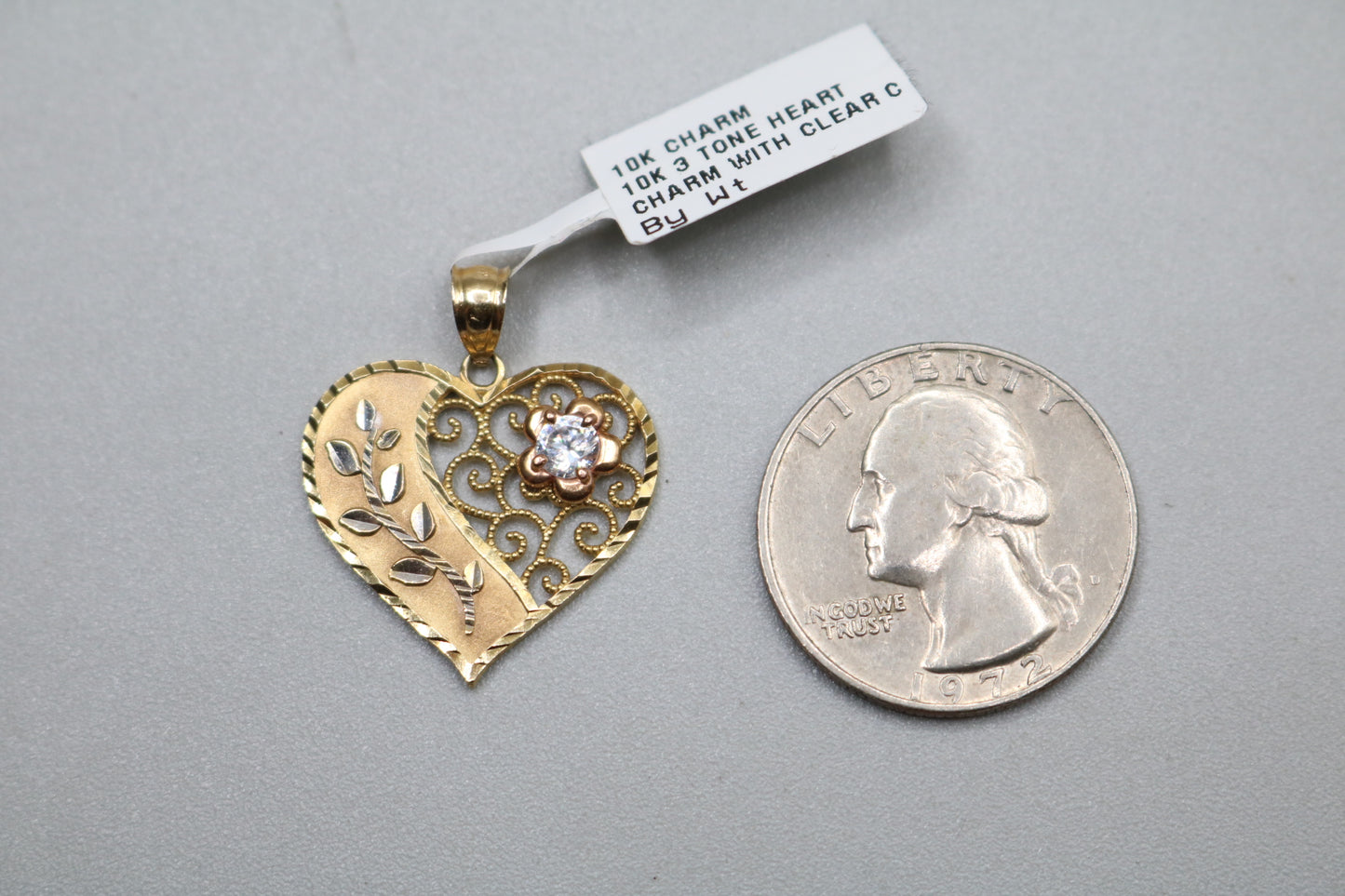 10k Two Tone Heart Charm