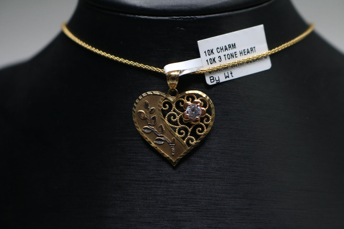 10k Two Tone Heart Charm