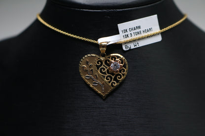 10k Two Tone Heart Charm