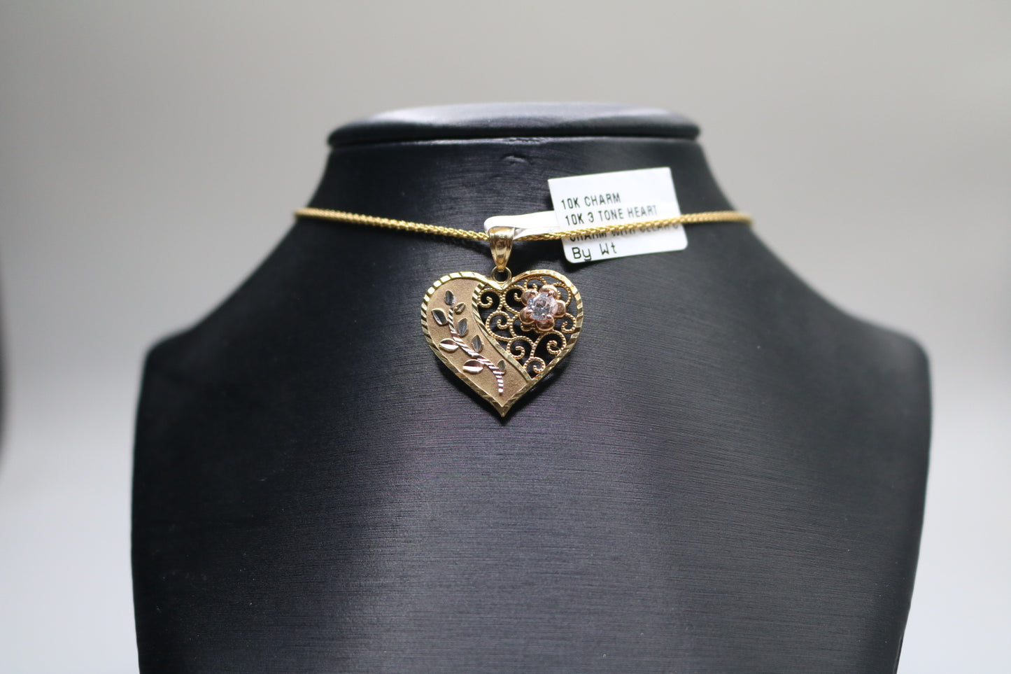 10k Two Tone Heart Charm