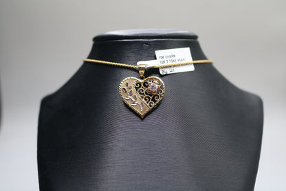 10k Two Tone Heart Charm