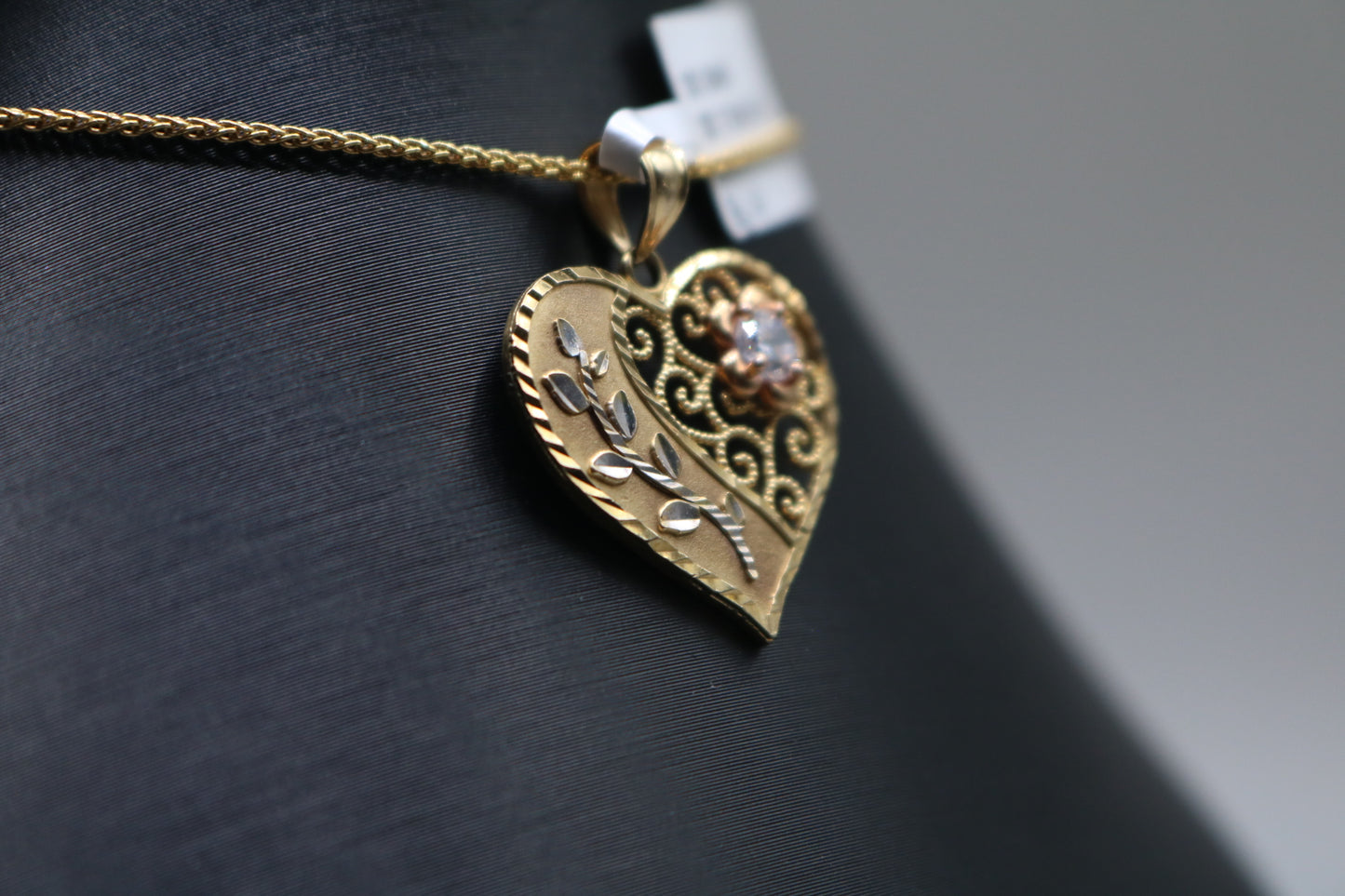 10k Two Tone Heart Charm