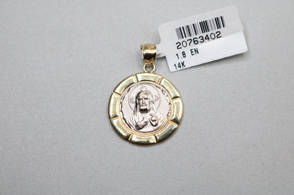 14k Two Tone Jesus Charm