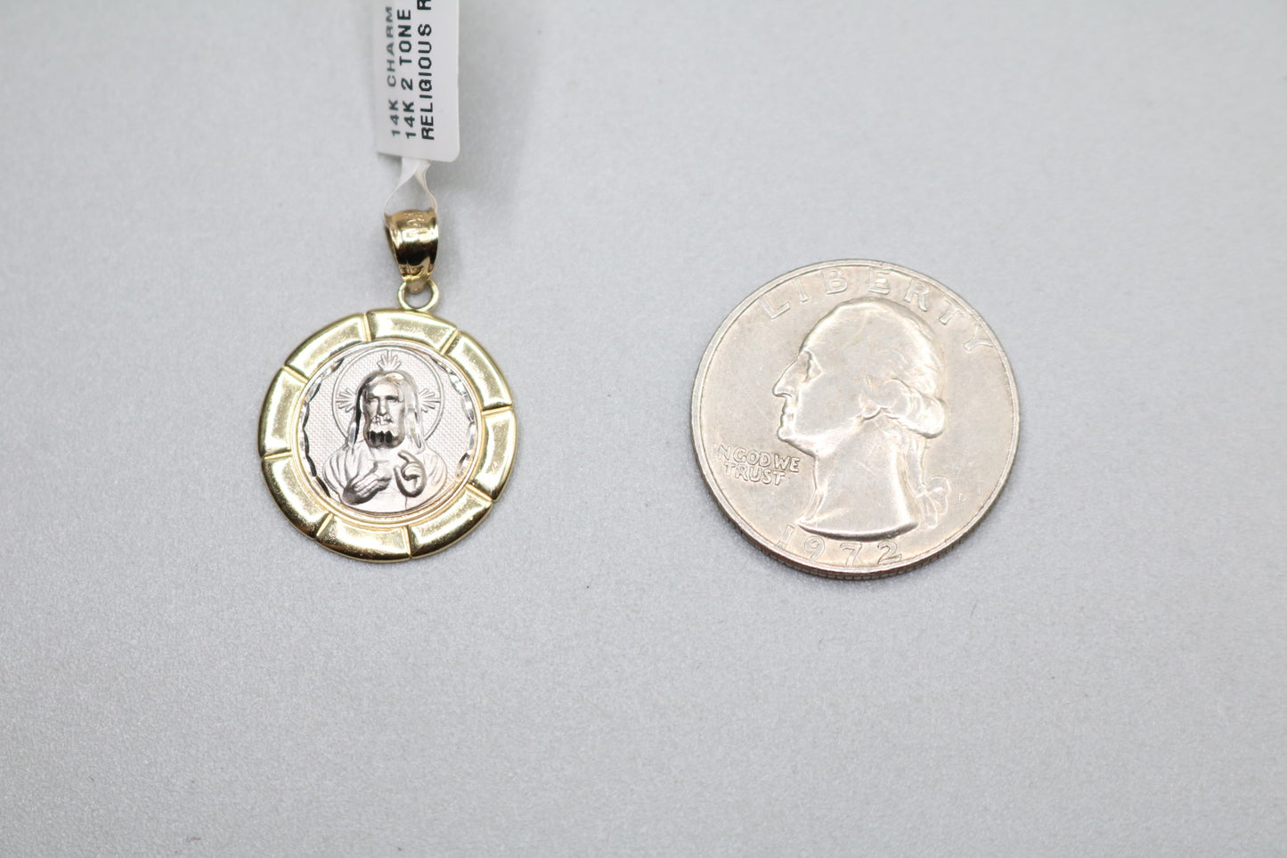 14k Two Tone Jesus Charm