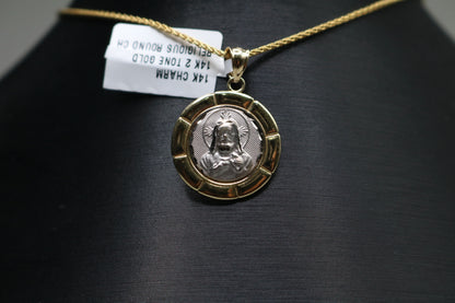 14k Two Tone Jesus Charm