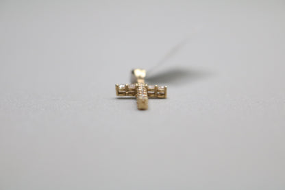 14k Yellow Gold Clear Stone Cross Charm