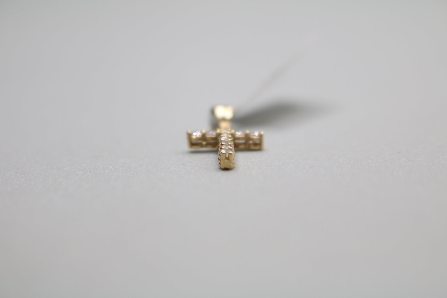 14k Yellow Gold Clear Stone Cross Charm