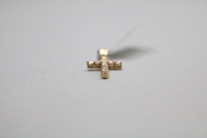 14k Yellow Gold Clear Stone Cross Charm