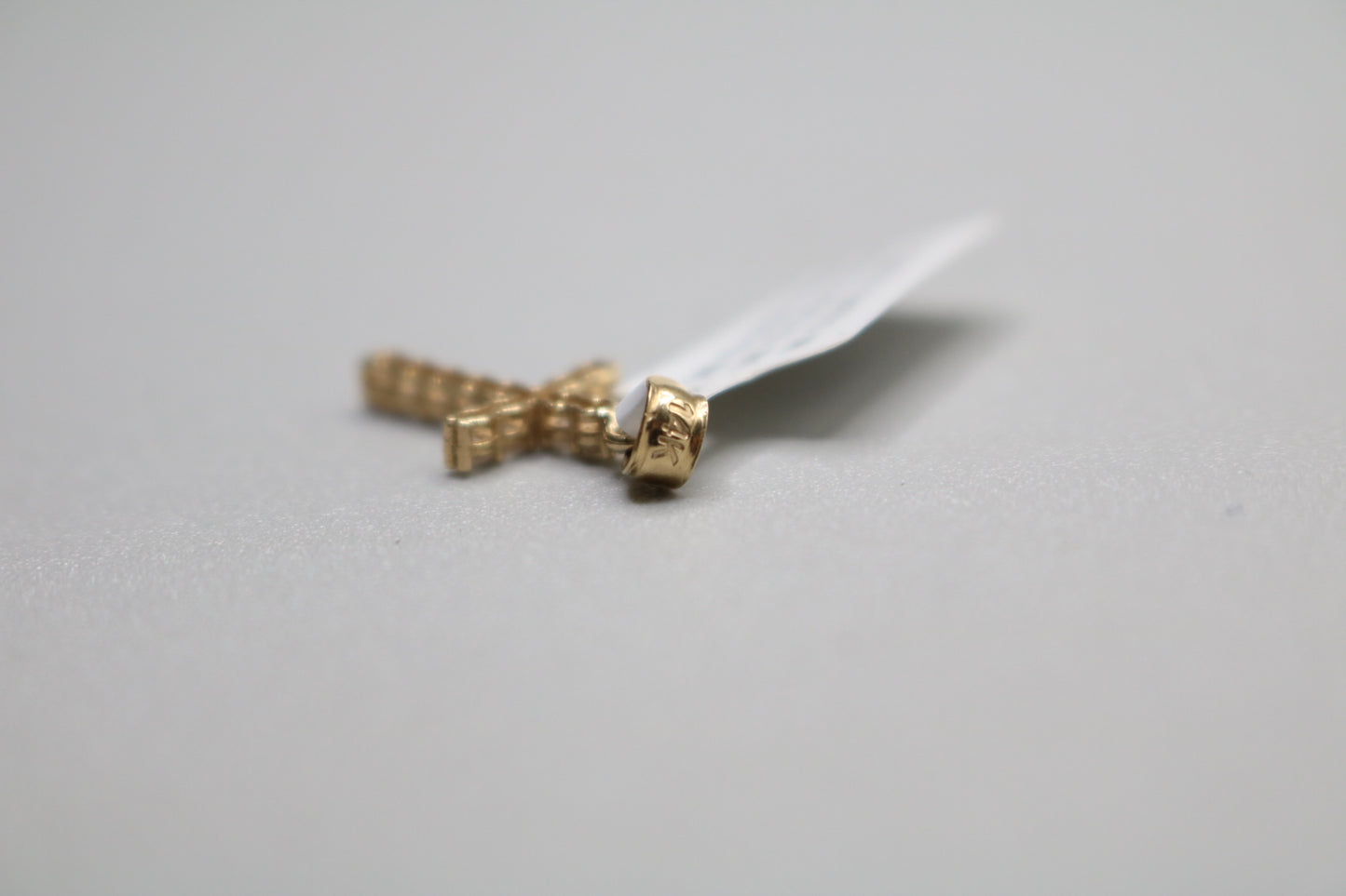 14k Yellow Gold Clear Stone Cross Charm
