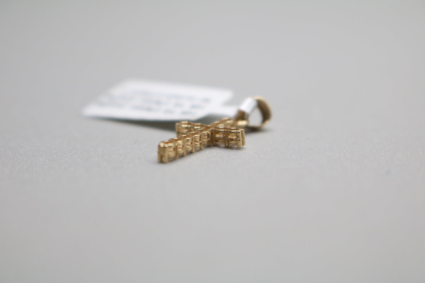 14k Yellow Gold Clear Stone Cross Charm
