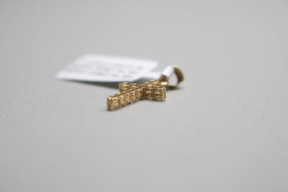 14k Yellow Gold Clear Stone Cross Charm