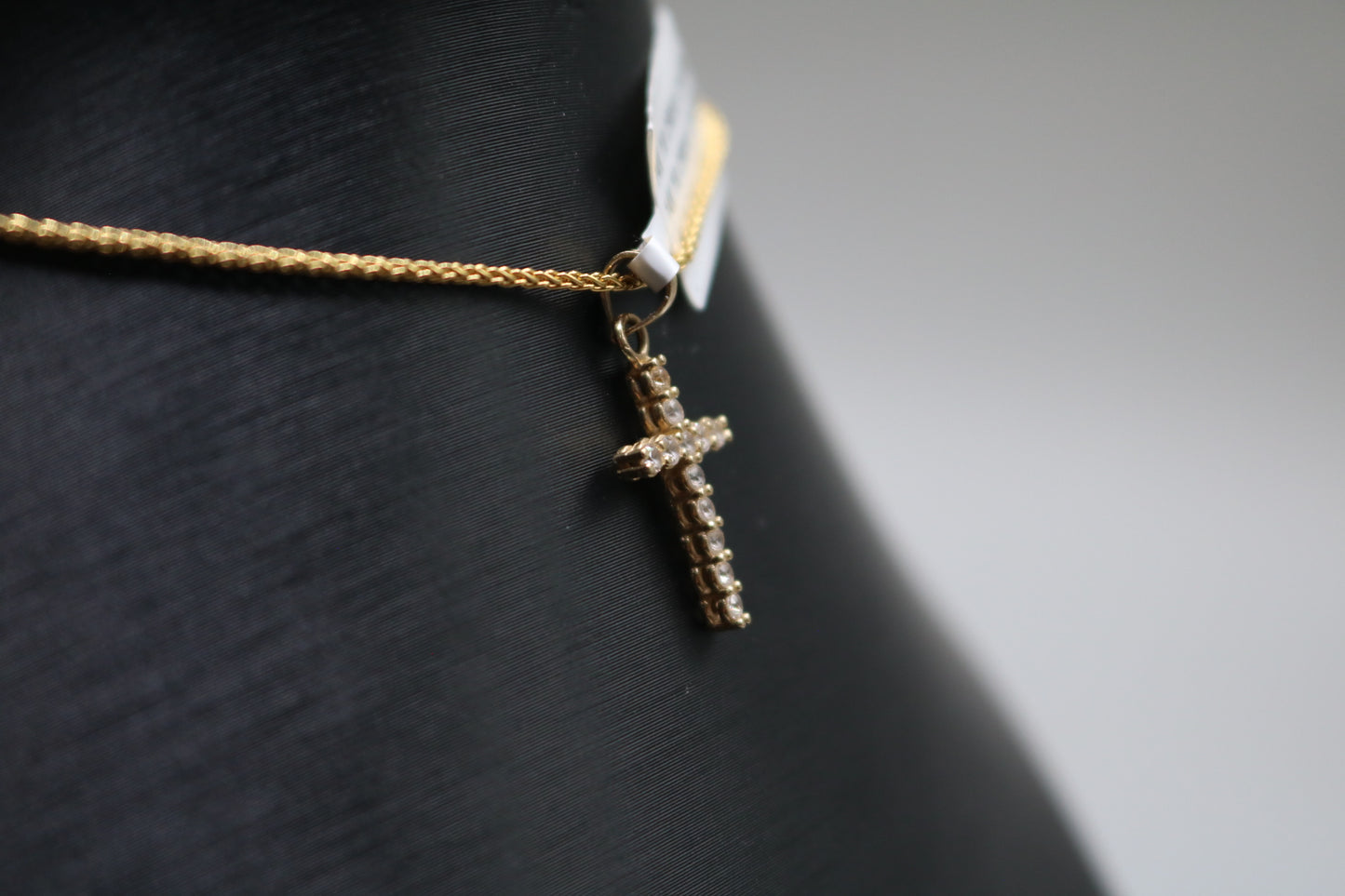 14k Yellow Gold Clear Stone Cross Charm