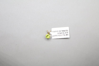 14k Yellow Gold Green Tourmaline Charm