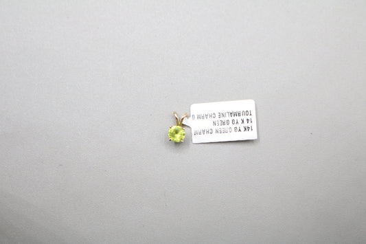 14k Yellow Gold Green Tourmaline Charm