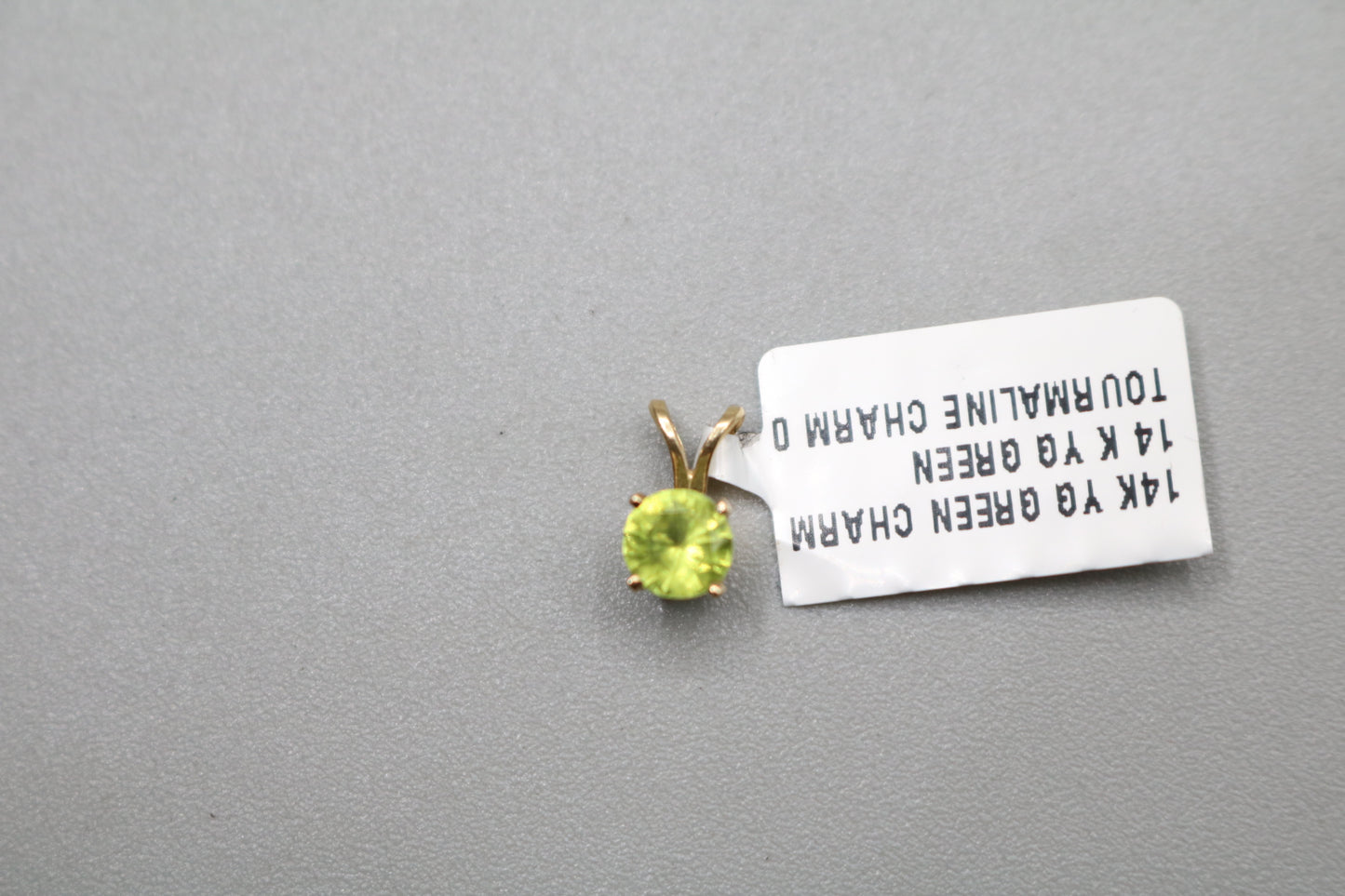 14k Yellow Gold Green Tourmaline Charm