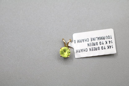 14k Yellow Gold Green Tourmaline Charm
