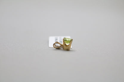 14k Yellow Gold Green Tourmaline Charm