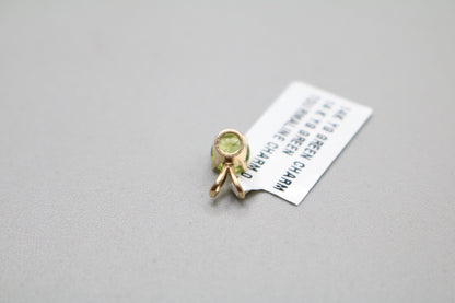 14k Yellow Gold Green Tourmaline Charm