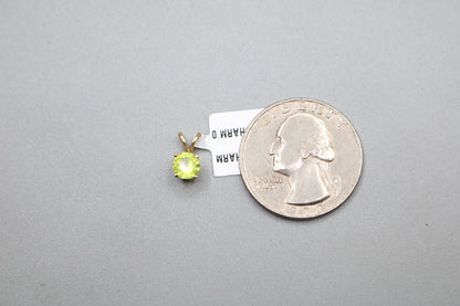 14k Yellow Gold Green Tourmaline Charm