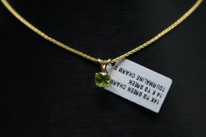 14k Yellow Gold Green Tourmaline Charm