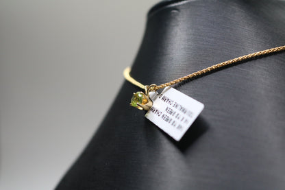 14k Yellow Gold Green Tourmaline Charm
