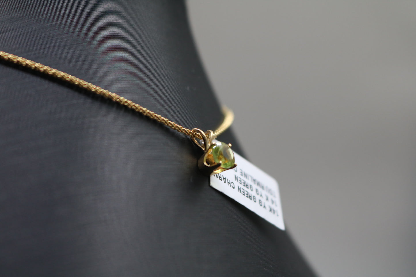 14k Yellow Gold Green Tourmaline Charm