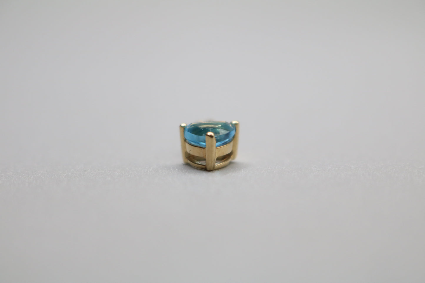 14k Yellow Gold Blue Stone Triangle Charm w/Clear Stones