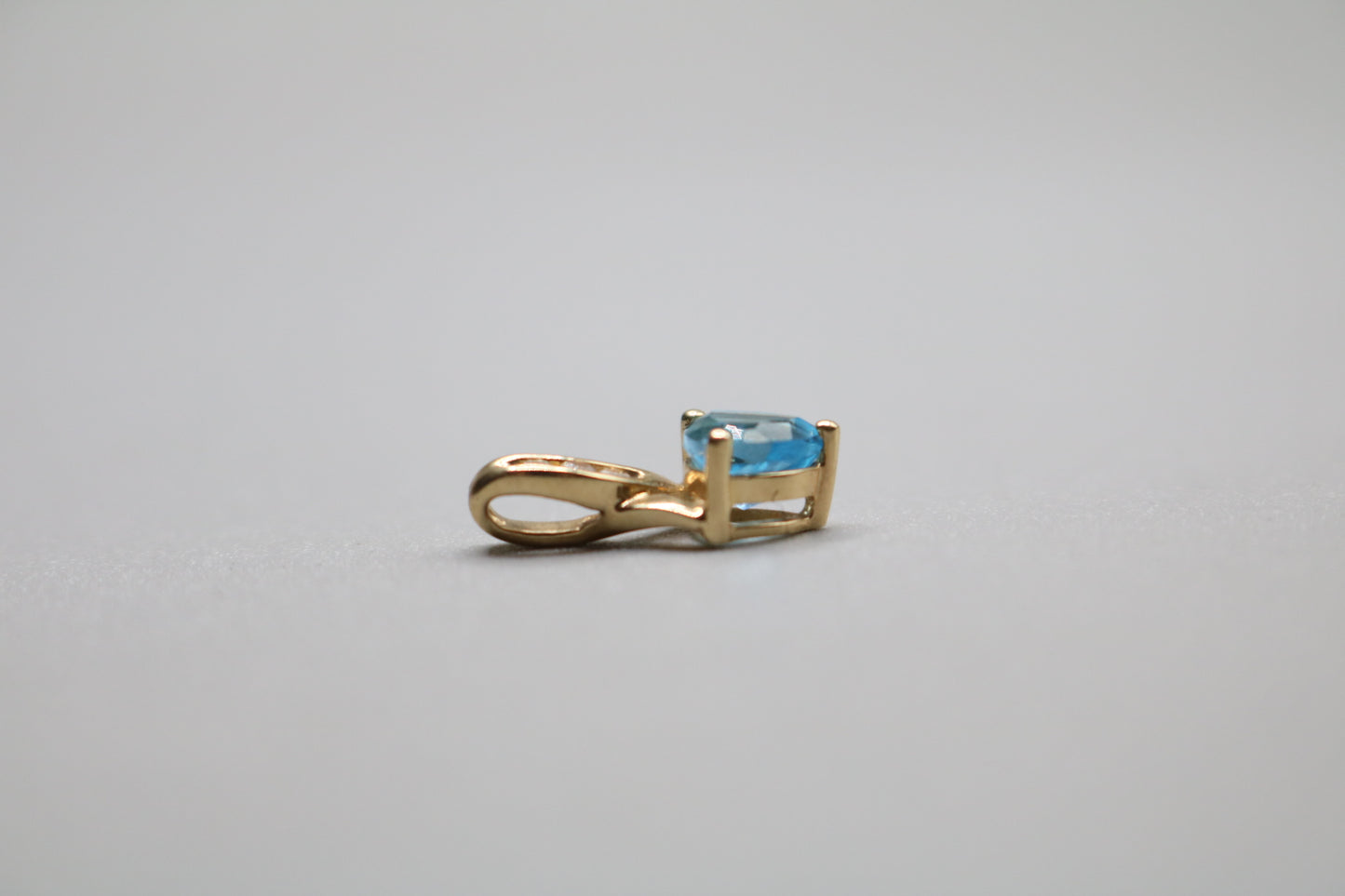 14k Yellow Gold Blue Stone Triangle Charm w/Clear Stones