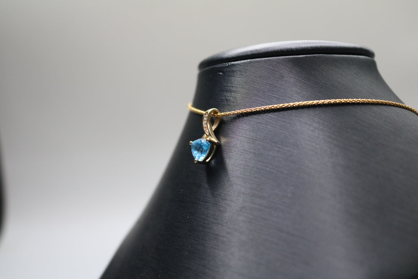 14k Yellow Gold Blue Stone Triangle Charm w/Clear Stones
