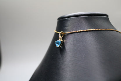 14k Yellow Gold Blue Stone Triangle Charm w/Clear Stones