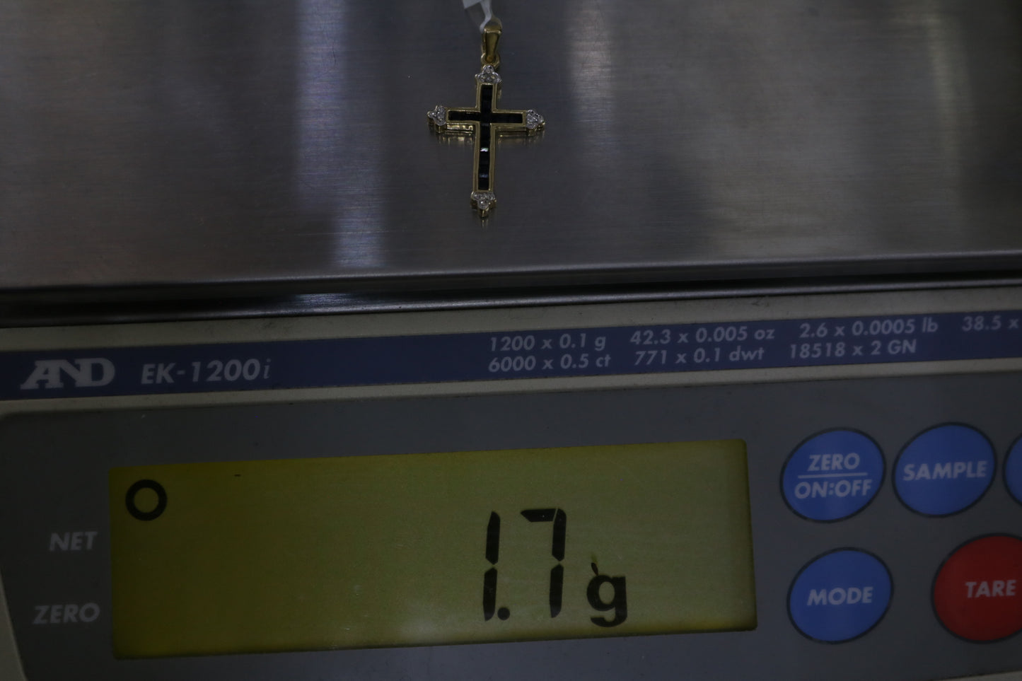10k Yellow Gold Sapphire w/Diamond Cross Charm