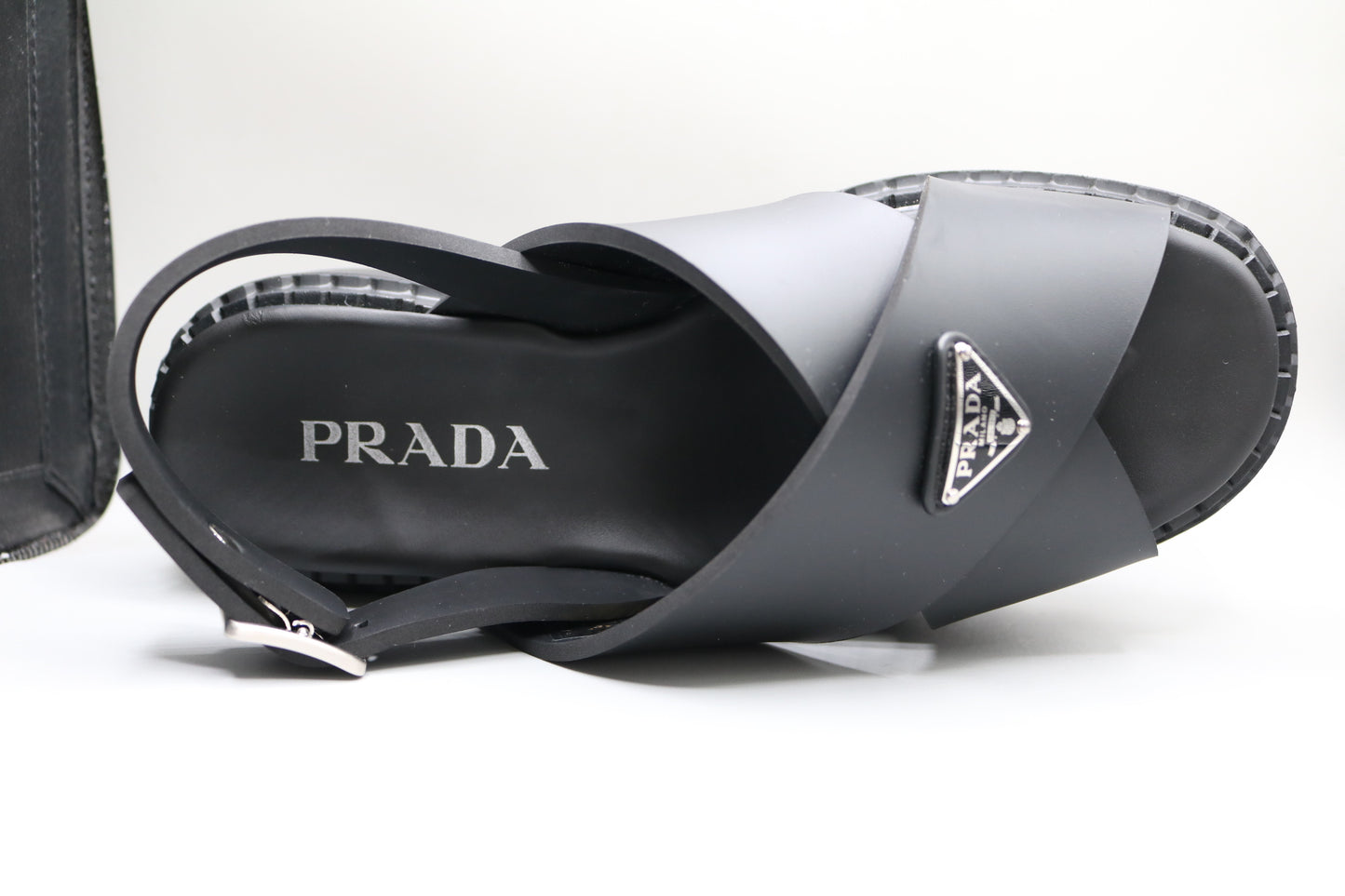 PRADA Leather Crossover Platform Sandals Size 39