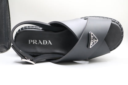 PRADA Leather Crossover Platform Sandals Size 39