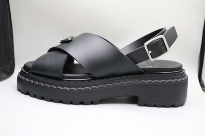 PRADA Leather Crossover Platform Sandals Size 39