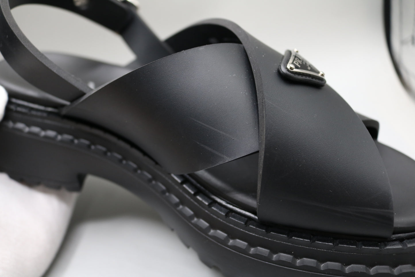 PRADA Leather Crossover Platform Sandals Size 39