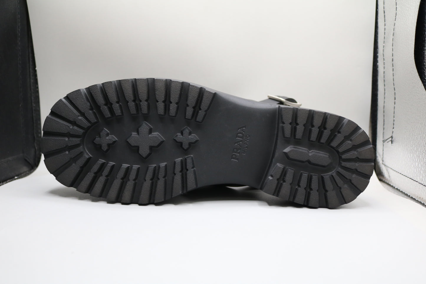 PRADA Leather Crossover Platform Sandals Size 39