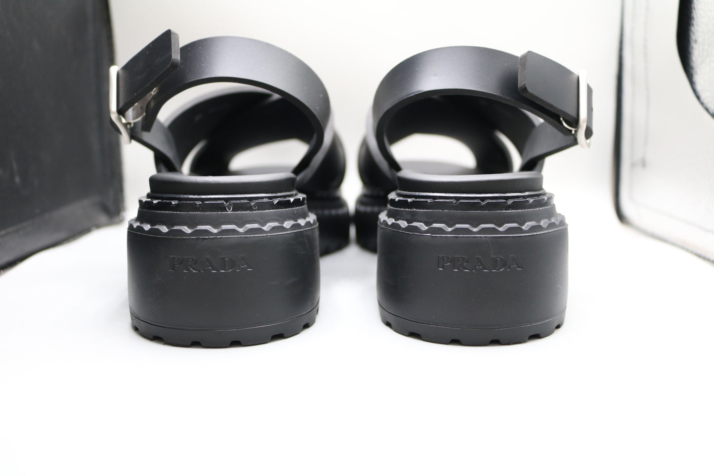 PRADA Leather Crossover Platform Sandals Size 39