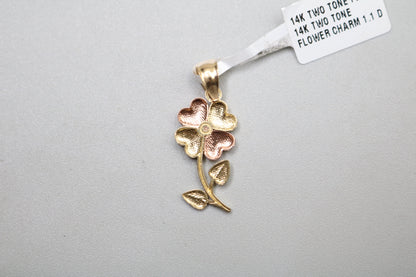 14k Two Tone Flower Charm