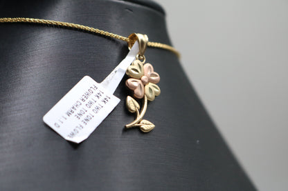 14k Two Tone Flower Charm