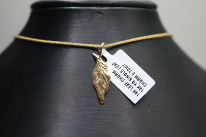 14k Yellow Gold Leaf Charm