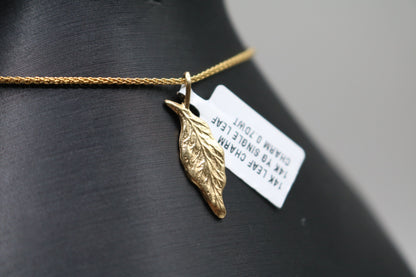 14k Yellow Gold Leaf Charm