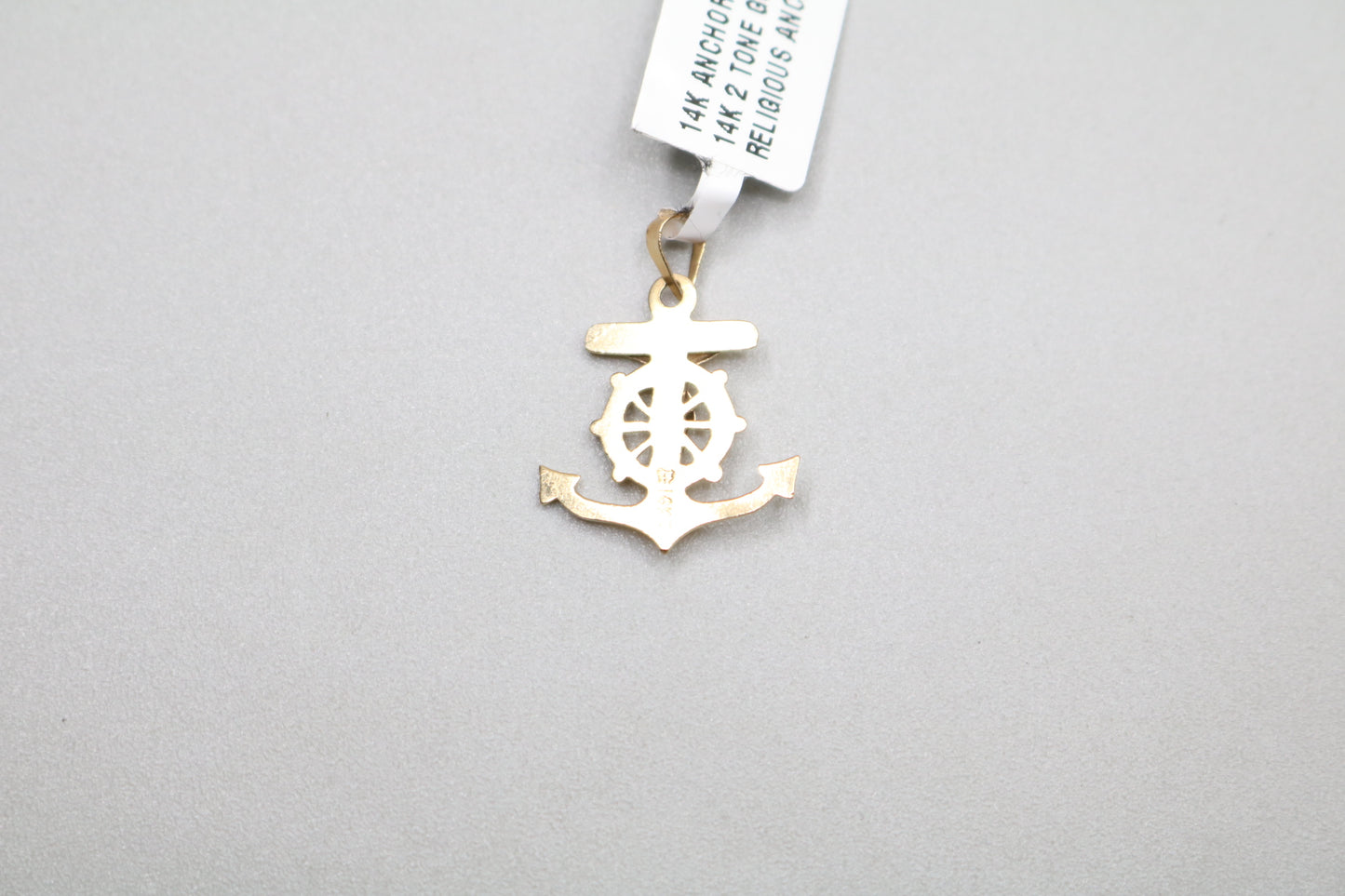 14k Yellow Gold Anchor Cross Charm