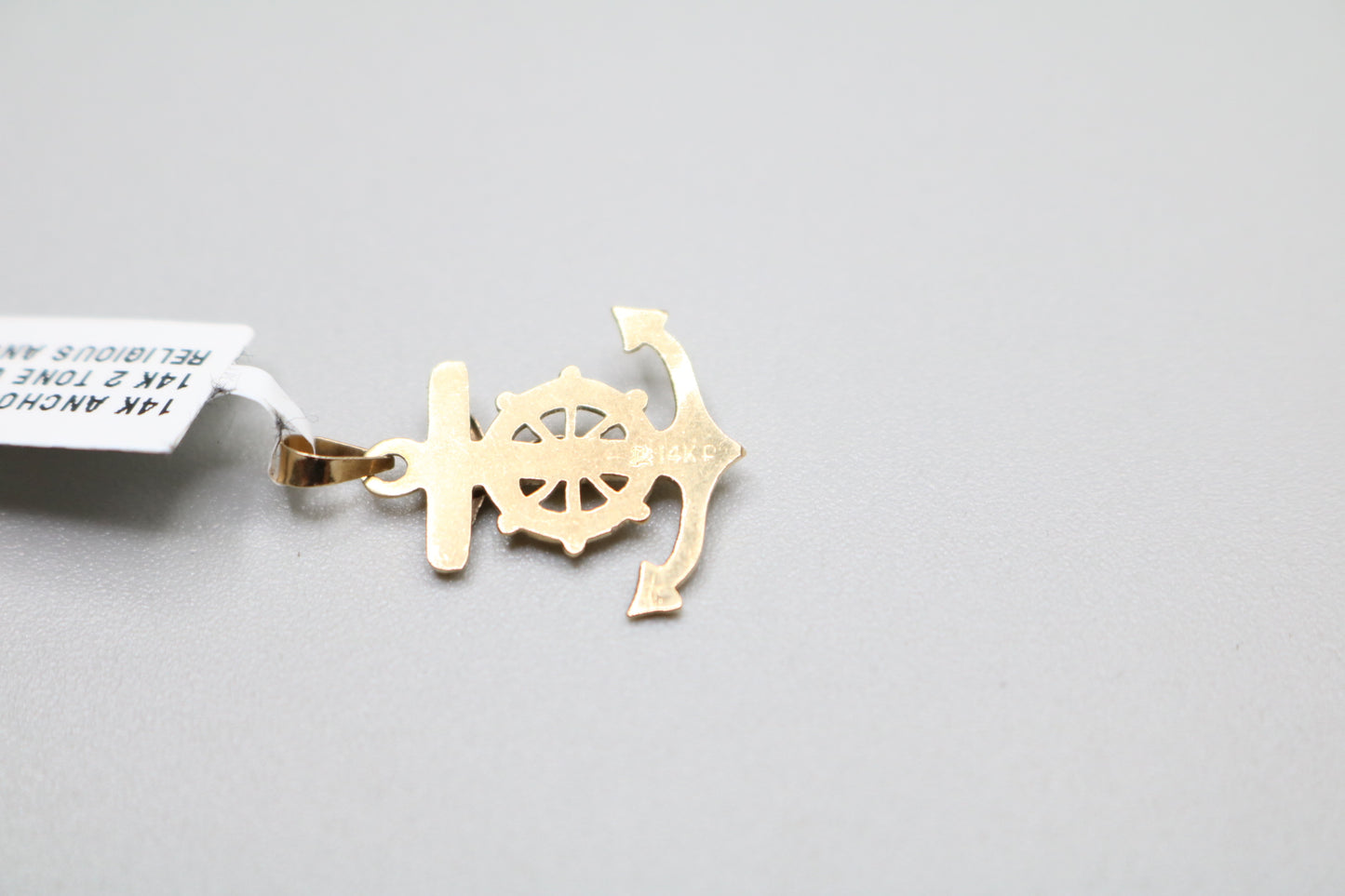 14k Yellow Gold Anchor Cross Charm
