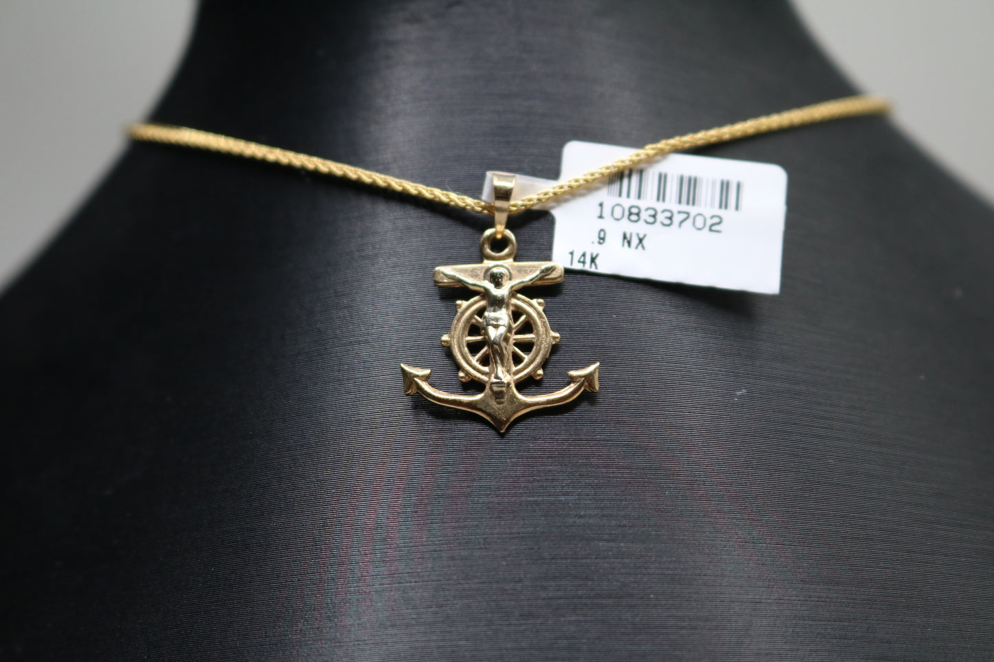 14k Yellow Gold Anchor Cross Charm