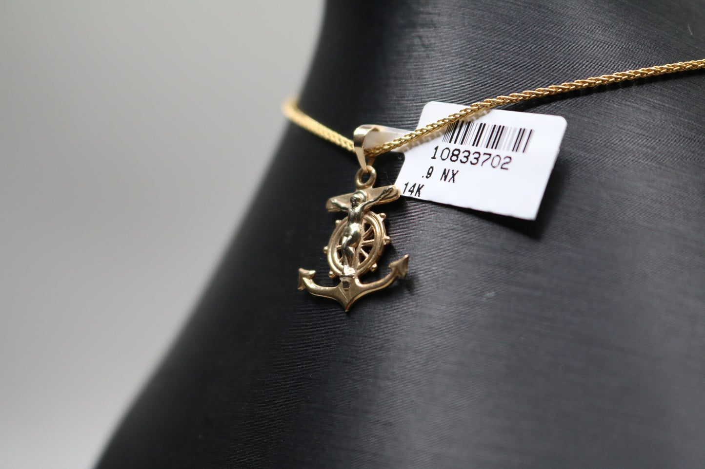 14k Yellow Gold Anchor Cross Charm