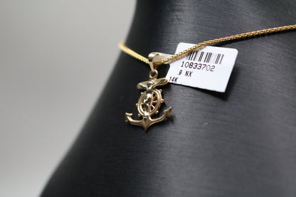 14k Yellow Gold Anchor Cross Charm