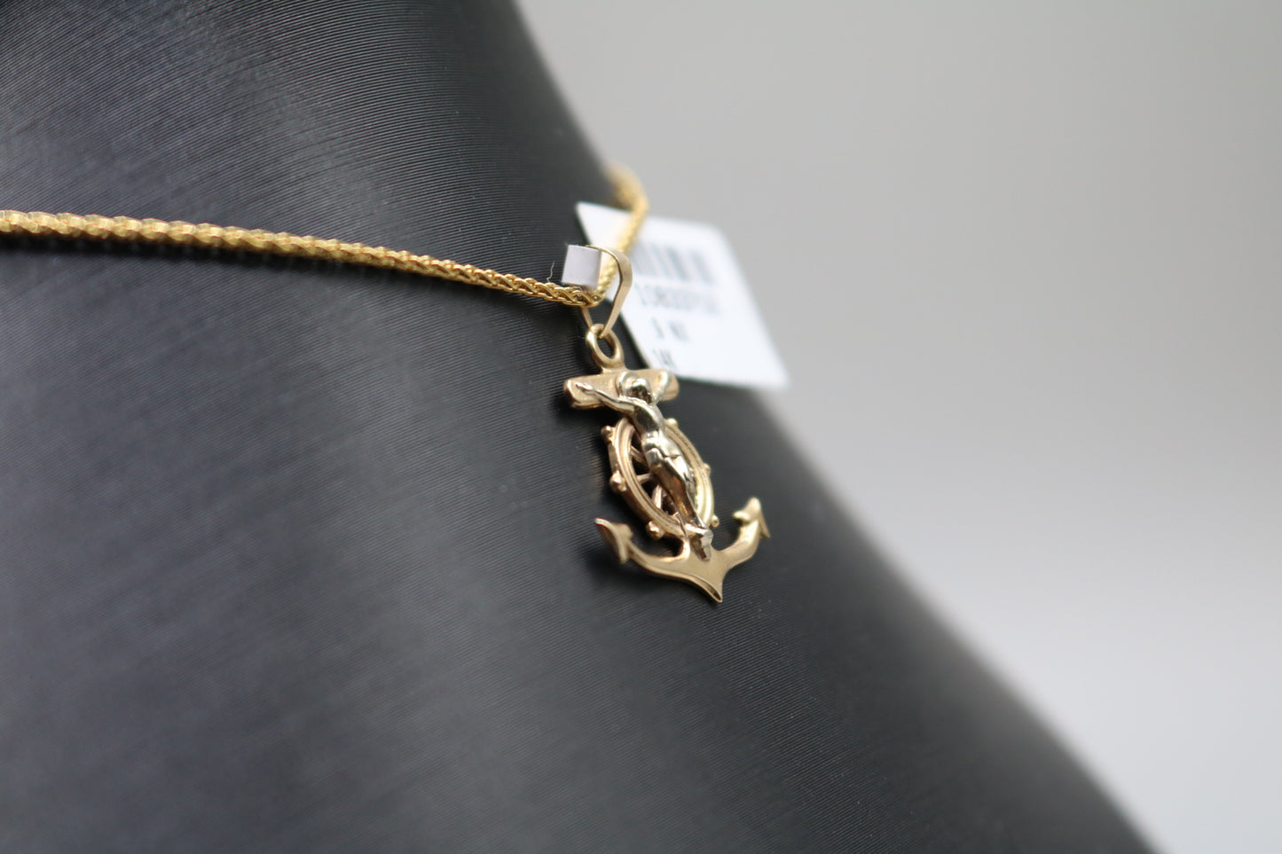 14k Yellow Gold Anchor Cross Charm